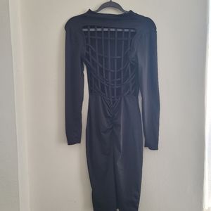 Black body con dress with cut out back